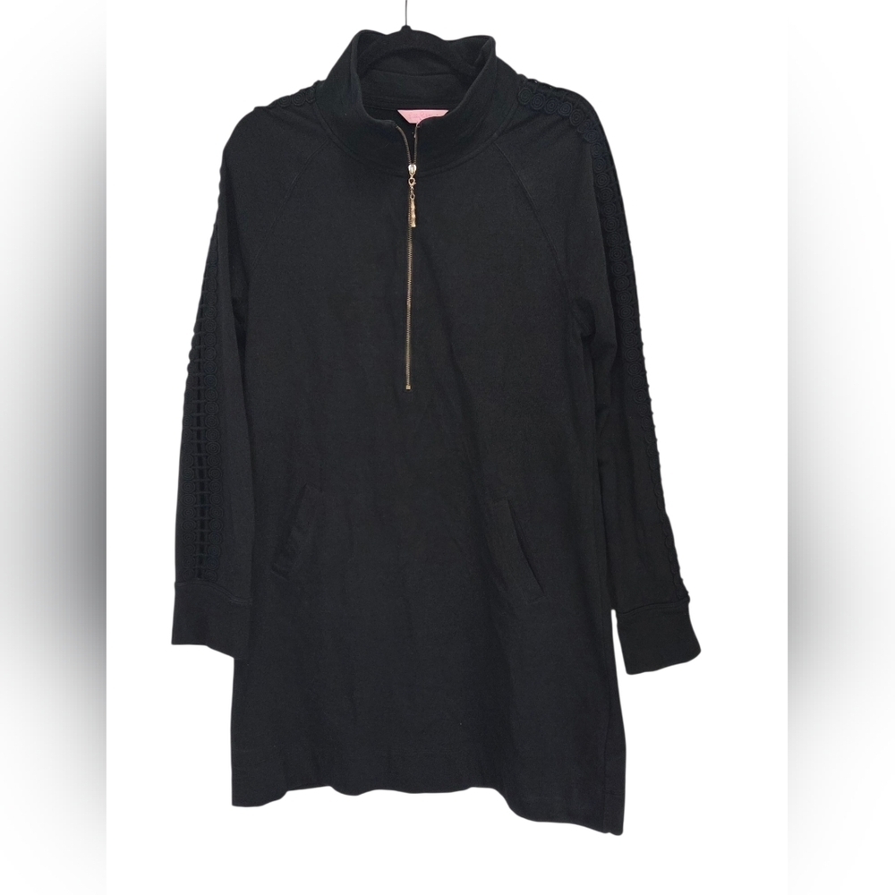 Lilly Pulitzer Skipper Solid Popover Dress Half Zip Black Size Large - Picture 2 of 8